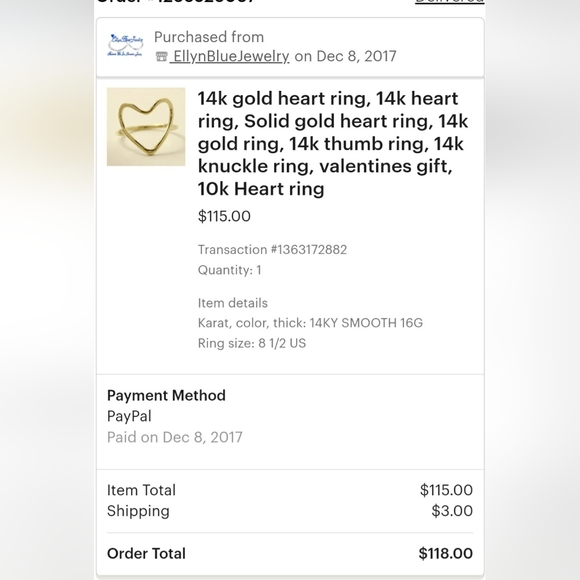 14k Gold Heart Ring - Picture 7 of 10